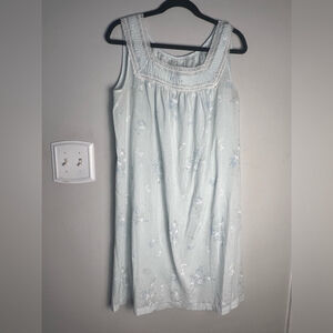 Vintage Pale Blue Sleeveless Square Neck Nightgown. Cottagecore Soft Grandma